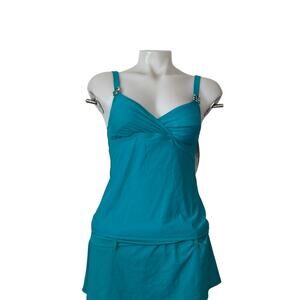 2Bamboo Blue Green Tankini with Skirt Bottom Size Small